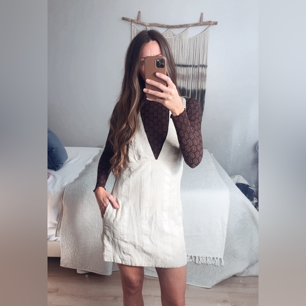 Free People Cream Sleeveless Dress